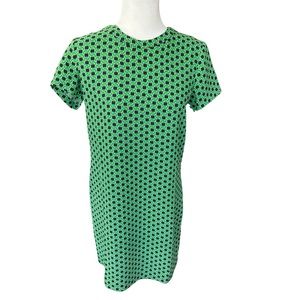 Adrienne Vittadini Navy Green Chain Link Pattern Shift Dress Size 4